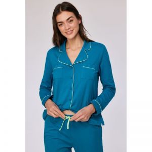 Damespyjama, lange mouwen 795 groenblauw