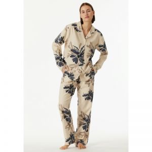Damespyjama doorknoop flanel 418 macchiato