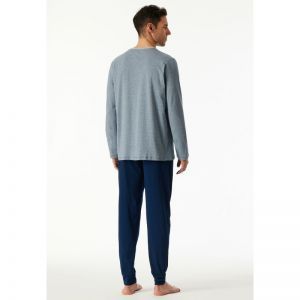 Herenpyjama lange mouwen 803 donkerblauw