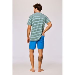 Herenpyjama korte mouwen 908 groen-blauw
