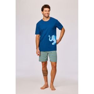 Herenpyjama korte mouwen 887 donkerblauw