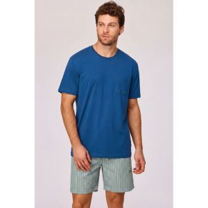 Herenpyjama korte mouwen 887 donkerblauw