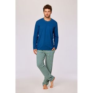 Herenpyjama lange mouwen 887 donkerblauw