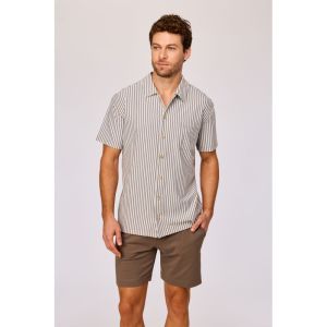 Herenpyjama doorknoop 907 bruin-blauw