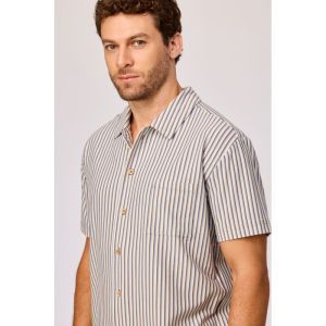 Herenpyjama doorknoop 907 bruin-blauw
