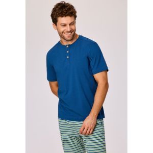 Herenpyjama korte mouwen 887 donkerblauw