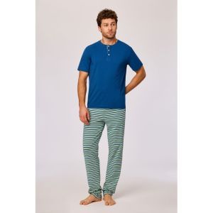 Herenpyjama korte mouwen 887 donkerblauw