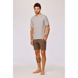 Herenpyjama korte mouwen 907 bruin-blauw