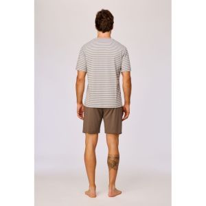 Herenpyjama korte mouwen 907 bruin-blauw