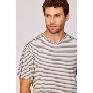 Herenpyjama korte mouwen 907 bruin-blauw