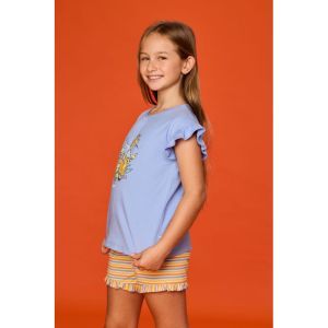 Meisjespyjama met korte mouwen 840 blauw
