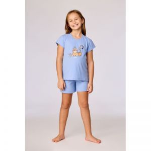 Meisjespyjama korte mouwen 840 blauw