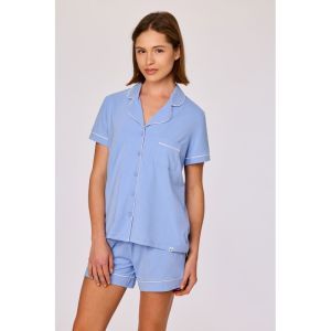 Damespyjama doorknoop 840 blauw