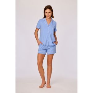 Damespyjama doorknoop 840 blauw