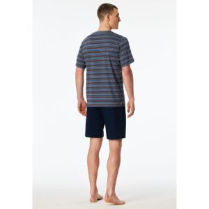 Herenpyjama korte mouwen 808 blaugrau