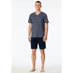 Herenpyjama korte mouwen 808 blaugrau