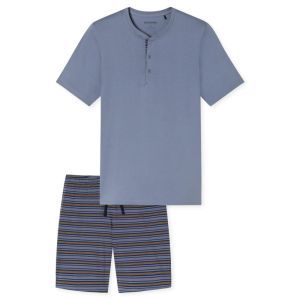 Herenpyjama korte mouwen 808 blaugrau
