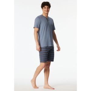 Herenpyjama korte mouwen 808 blaugrau