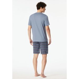Herenpyjama korte mouwen 808 blaugrau