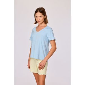 Dames pyjama korte mouwen 821 lichtblauw
