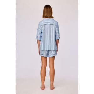 Damespyjama doorknoop 991 streep blau