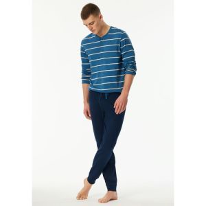Herenpyjama lange mouwen 803 donkerblauw