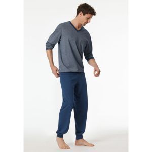 Herenpyjama lange mouwen 800 blauw