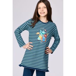 Meisjespyjama lange mouwen 905 blauwe stre