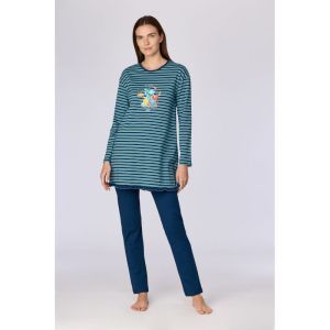 Damespyjama met lange mouwen 905 blauwe stre