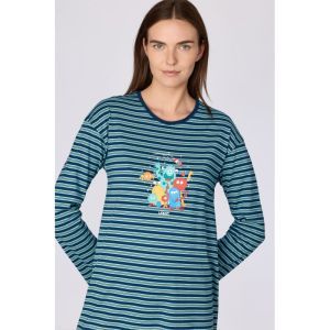 Damespyjama met lange mouwen 905 blauwe stre
