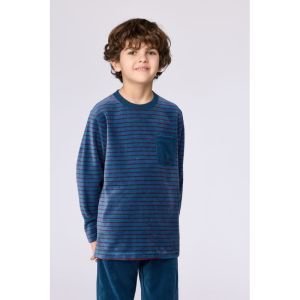 Jongenspyjama in velours 921 donkerblauw