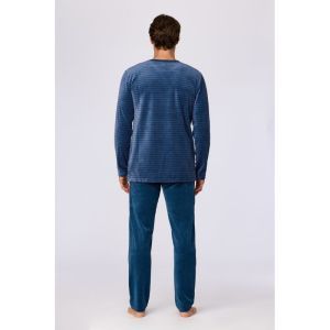 Herenpyjama in velours 921 donkerblauw