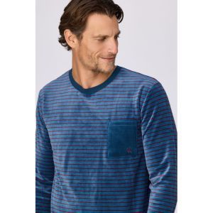 Herenpyjama in velours 921 donkerblauw