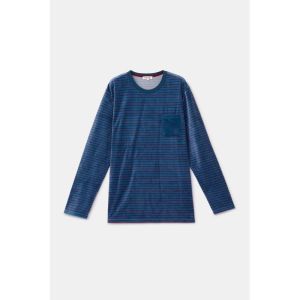 Herenpyjama in velours 921 donkerblauw