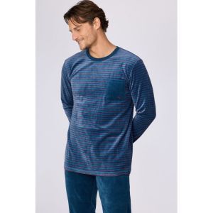 Herenpyjama in velours 921 donkerblauw