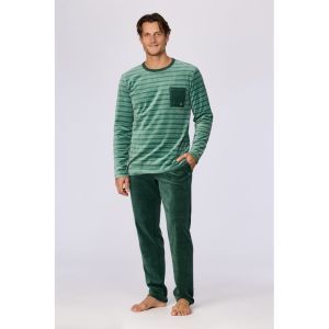 Herenpyjama in velours 922 groene stre
