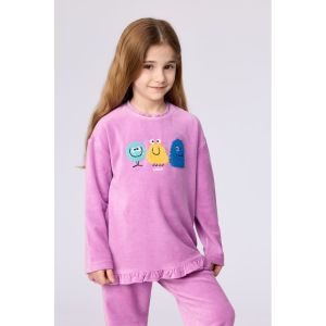 Meisjespyjama in velours 436 roze