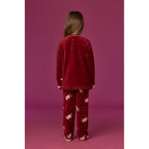 Meisjespyjama in velours 471 bordeaux