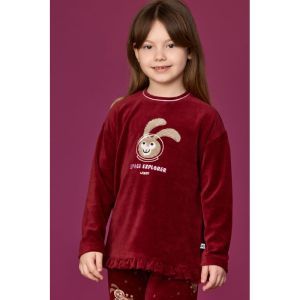 Meisjespyjama in velours 471 bordeaux