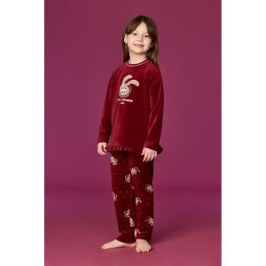 Meisjespyjama in velours 471 bordeaux
