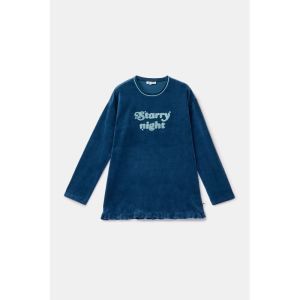 Damespyjama in velours 881 donkerblauw