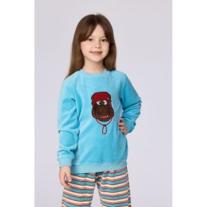 Meisjespyjama in velours 824 blauw