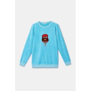 Damespyjama in velours 824 blauw