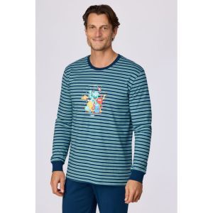 Herenpyjama lange mouwen 905 blauwe stre