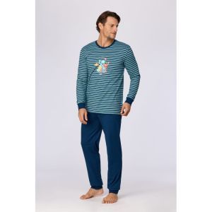 Herenpyjama lange mouwen 905 blauwe stre