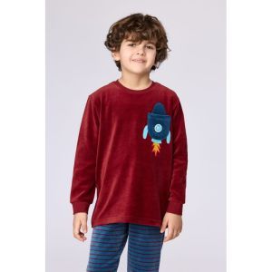 Jongenspyjama in velours 471 bordeaux