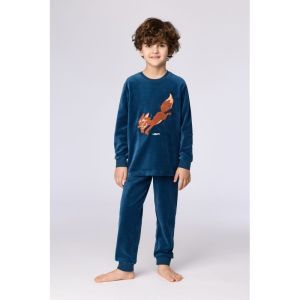 Jongenspyjama in velours 881 donkerblauw