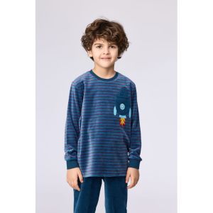 Jongenspyjama in velours 921 donkerblauw