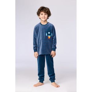Jongenspyjama in velours 921 donkerblauw