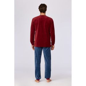 Herenpyjama in velours 471 bordeaux